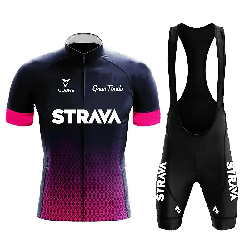Strava Fietset voor Heren – Shirt & Bibshorts, Sneldrogend en Ademend
