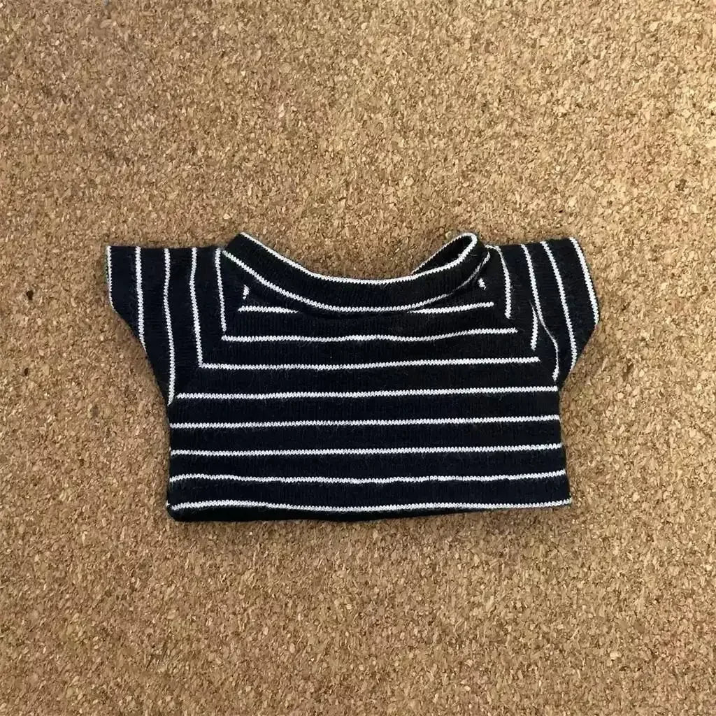 Doll'S Clothes Outfit Accessories For 15-17cm Labubu and 10cm cotton doll Solid color stripes T-shirt top short pants Clothing