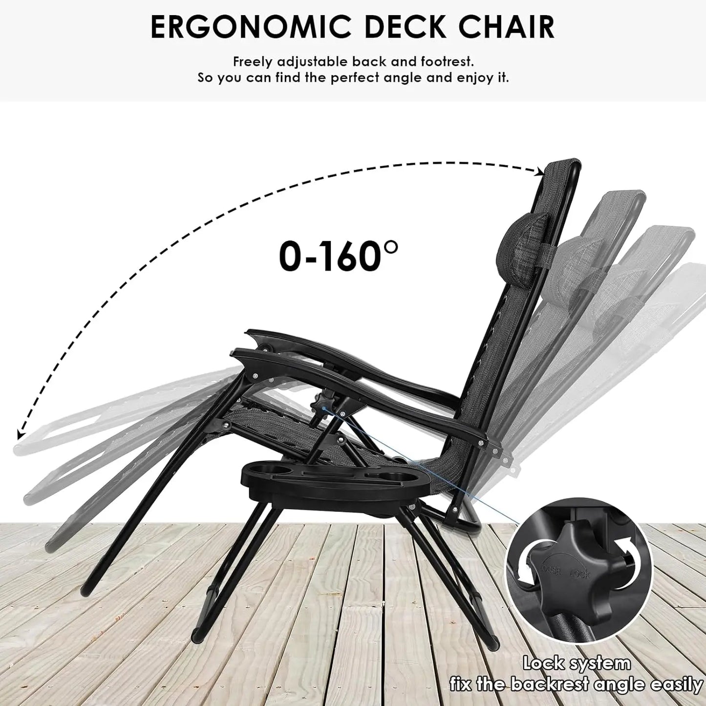 Ensemble de chaises longues pliantes Homfa avec table