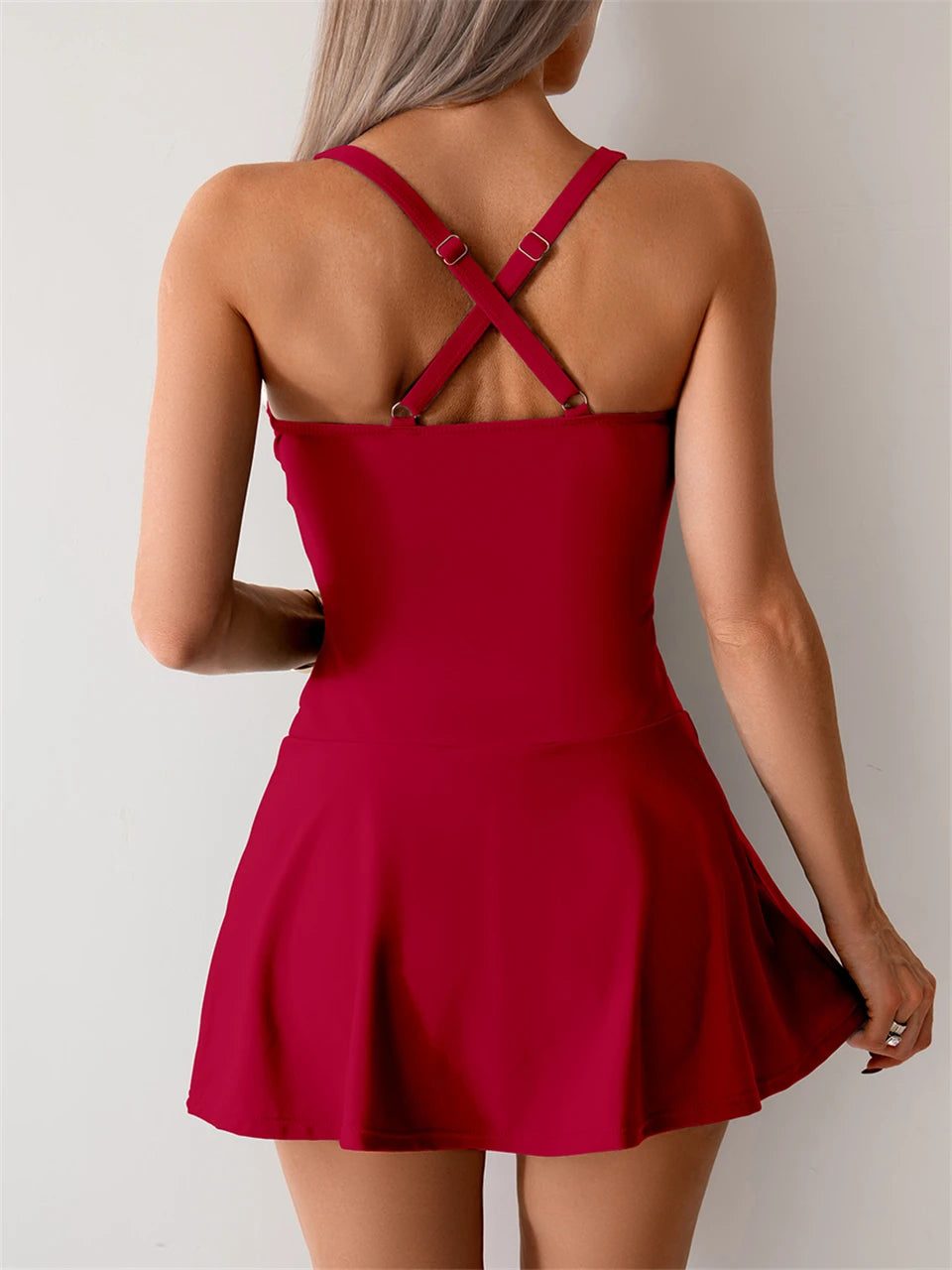 Effen tweedelig badpak 2025 dames geplooide tankini