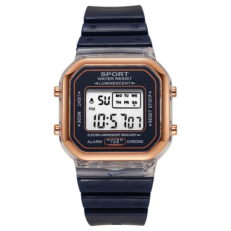 New Fashion Digital Student Transparent Electronic Watch Candy Multicolor LED Women Men Sports Waterproof Watches Clock Gift