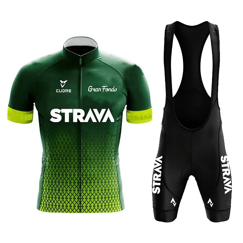 Strava Fietset voor Heren – Shirt & Bibshorts, Sneldrogend en Ademend