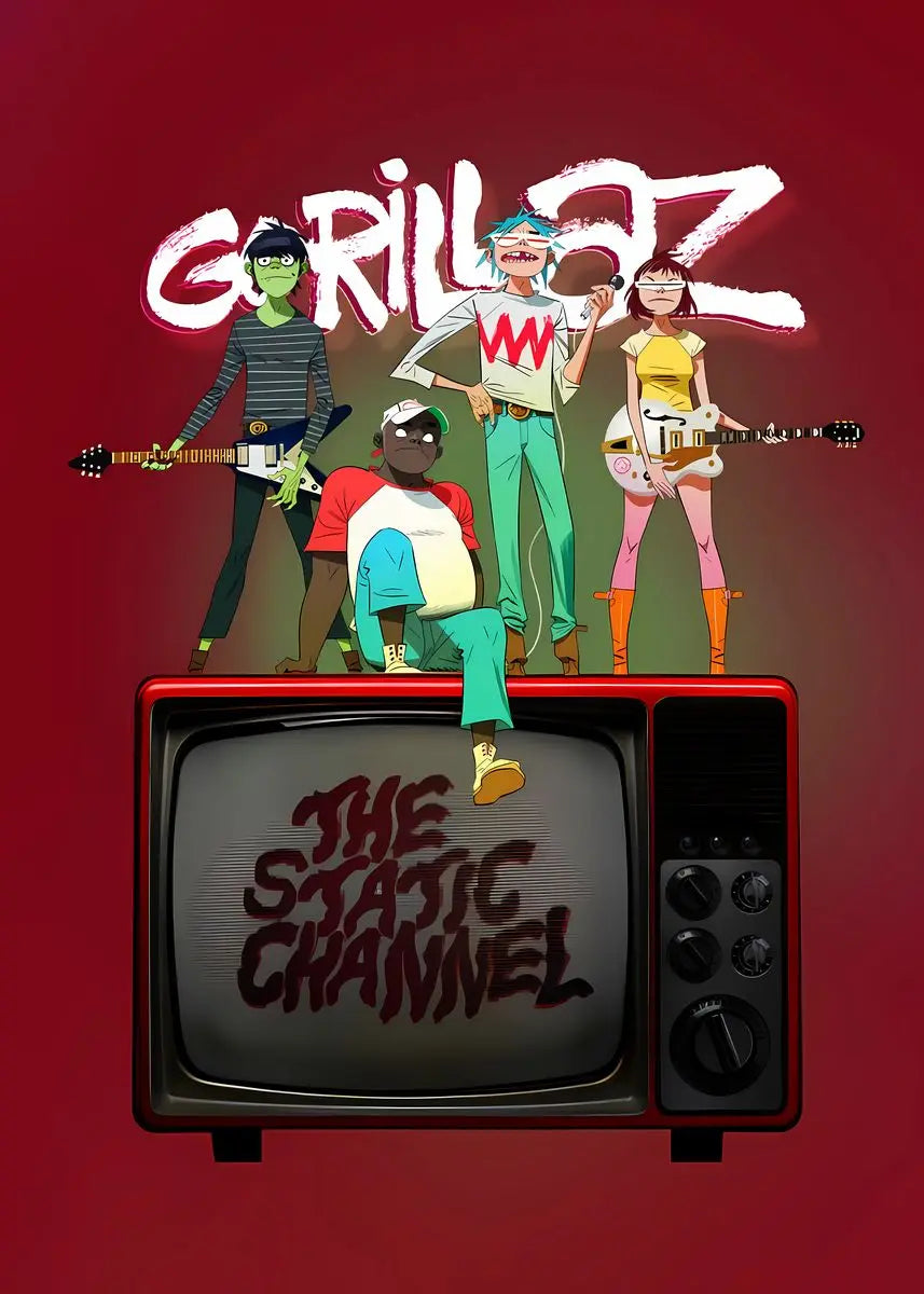Virtual Anime Rock Band Gorillaz Poster Modern Music Album Cover Canvas Painting Wall Art for Club Living Room Home Decor Mural