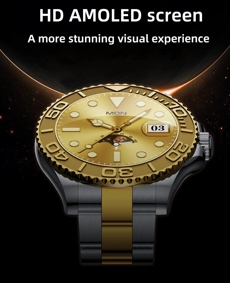 Aiweile AW46 Smartwatch Smart Watch Man 1.32 Inch HD AMOLED Screen Sports Modes Bluetooth Call for Android Yacht Range Master