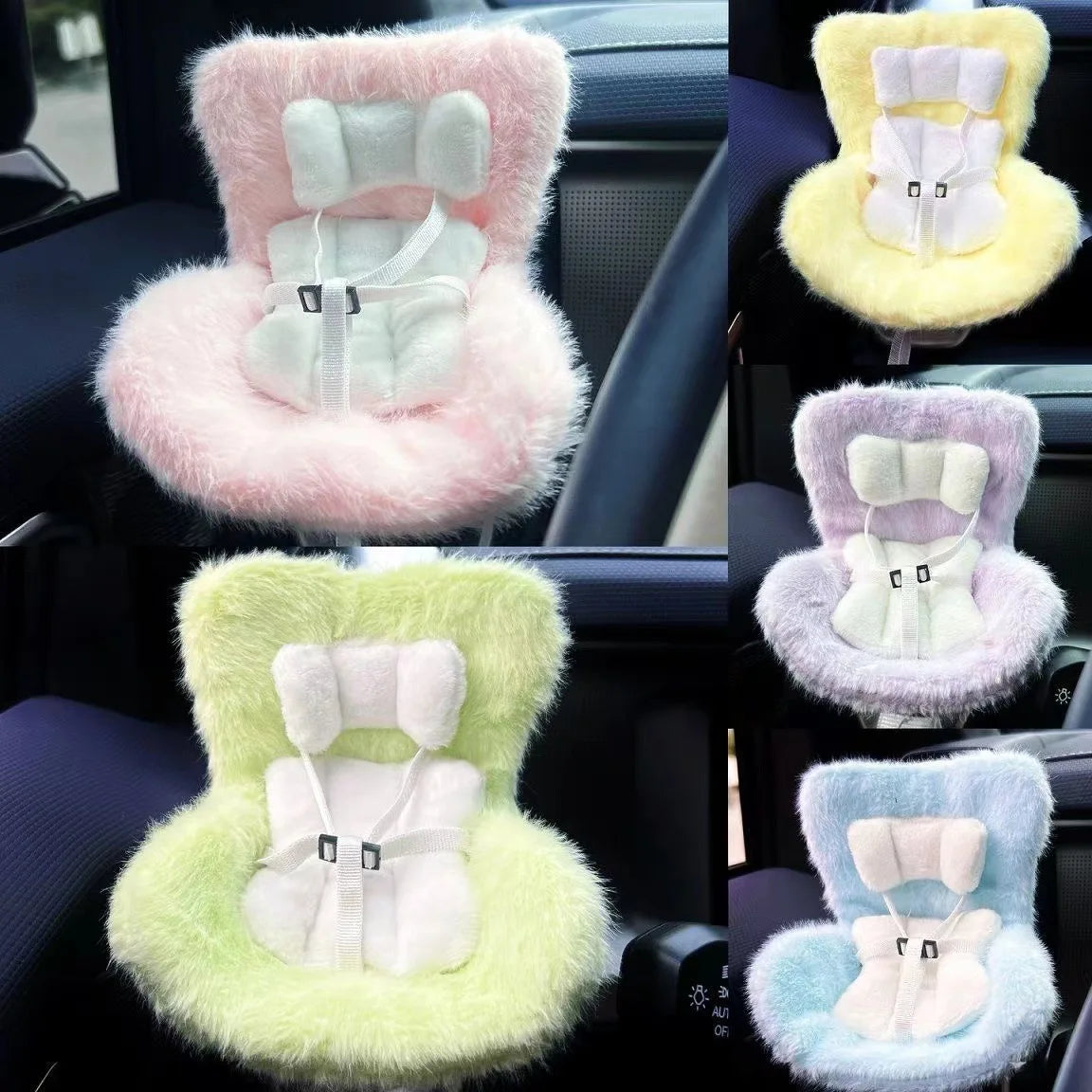 Car Doll Safety Seat for 17cm Labubu – Cute Car Interior Decor