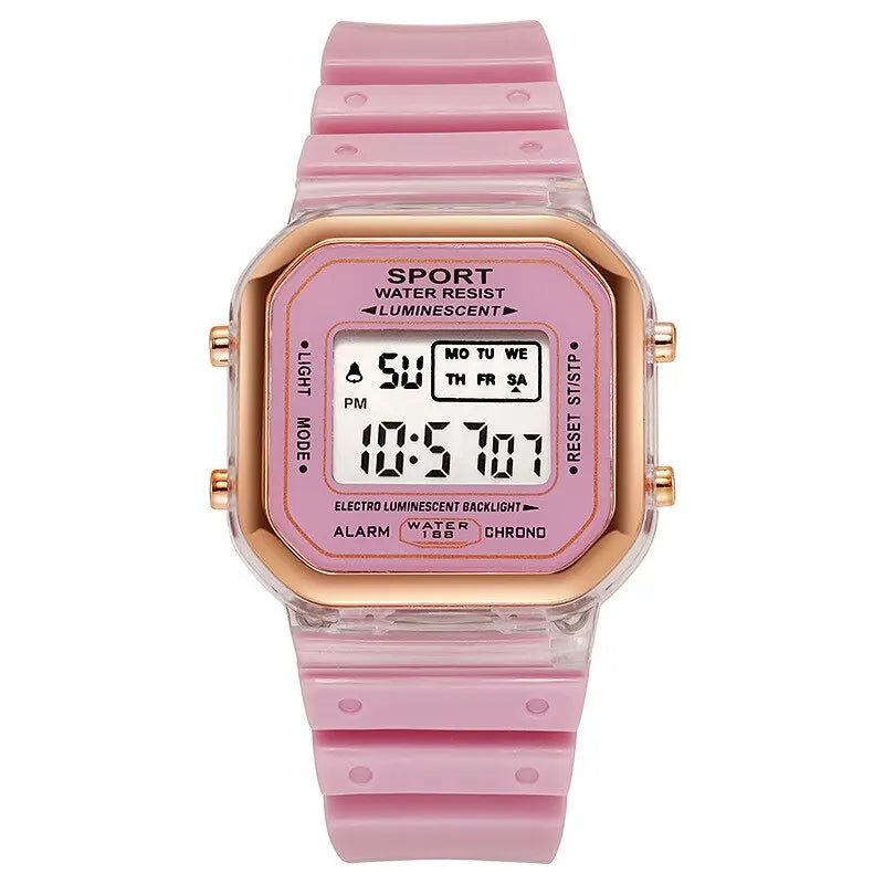 New Fashion Digital Student Transparent Electronic Watch Candy Multicolor LED Women Men Sports Waterproof Watches Clock Gift
