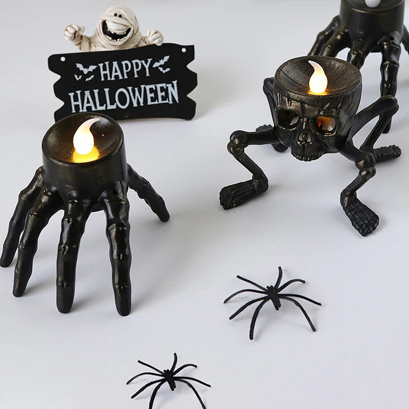 New Halloween Skull Lantern Atmosphere Setting Props Skeleton Foot Night Light Halloween Party Decoration LED Candle Light