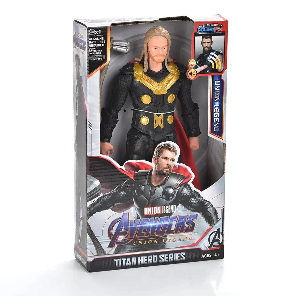 Action Toy 30cm Marvel Avengers Toy Thanos Hulk Spiderman Iron Man Captain America Thor Black Panther With Sound And Light