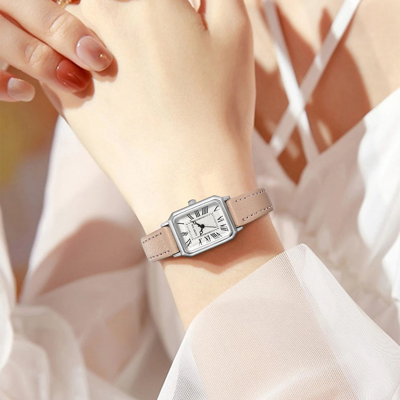Fashion Rectangle Quartz Wrist Watch for Women Luxury Brand Roman Dial Leather Strap Ladies Watches Clock