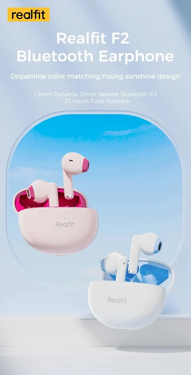 Realfit F2 Bluetooth Earphone Excellent HIFI Quality TWS Wireless Earbuds Wholesale for realme xiaomi