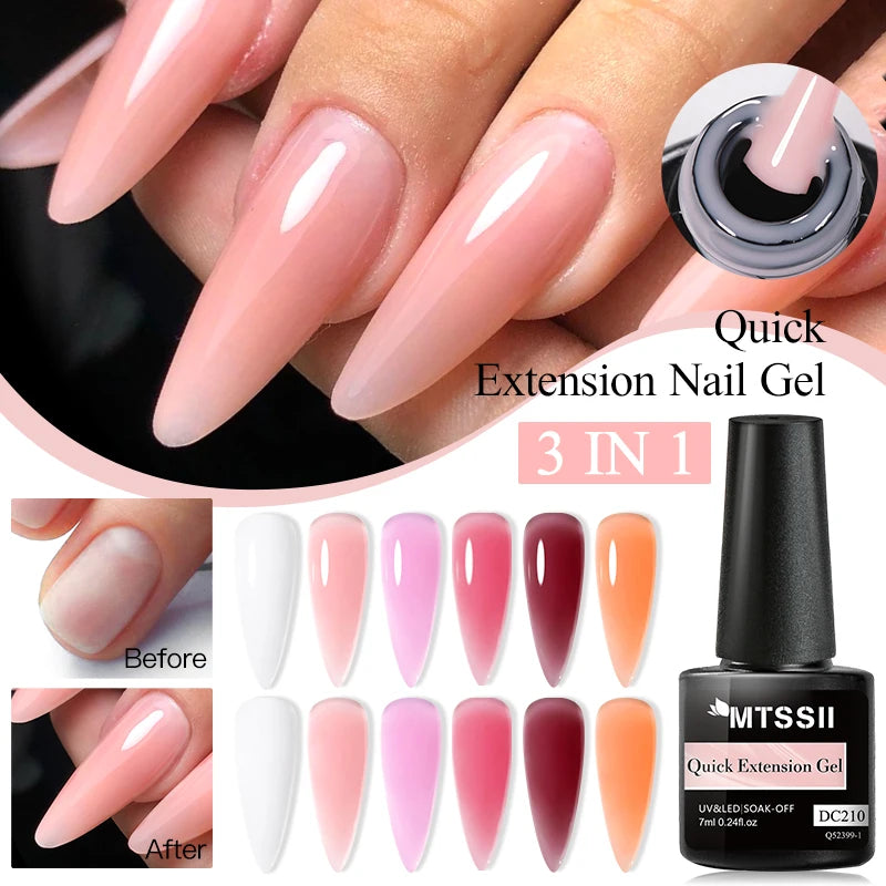 MTSSII 7ml Quick Extension Nail Polish Jelly Transparent Nude Pink Red Hard Gel Quick Building Nail Art Gel Varnish For Nails
