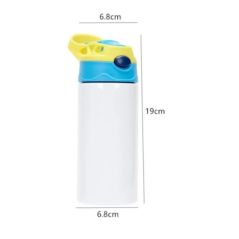 350ml Sublimation Straight Sippy Cup Flip Top Kids Bottle Stainless Steel Double Wall Water Tumbler with Straw Sippy Bottle