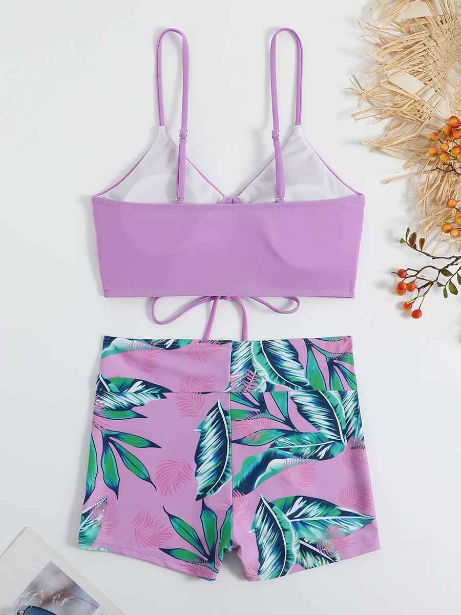 2025 High Waist Drawstring Front Bikini Set – Women's Swimsuit Swimwear Beachwear
