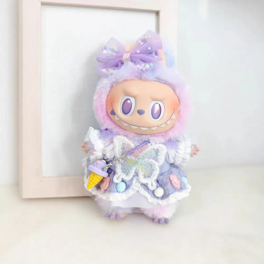 For Ropa labubu v1/v2/v3 pendant baby clothes labubu 3.0 lucky purple bow skirt Outfit Doll Accessories (No dolls)