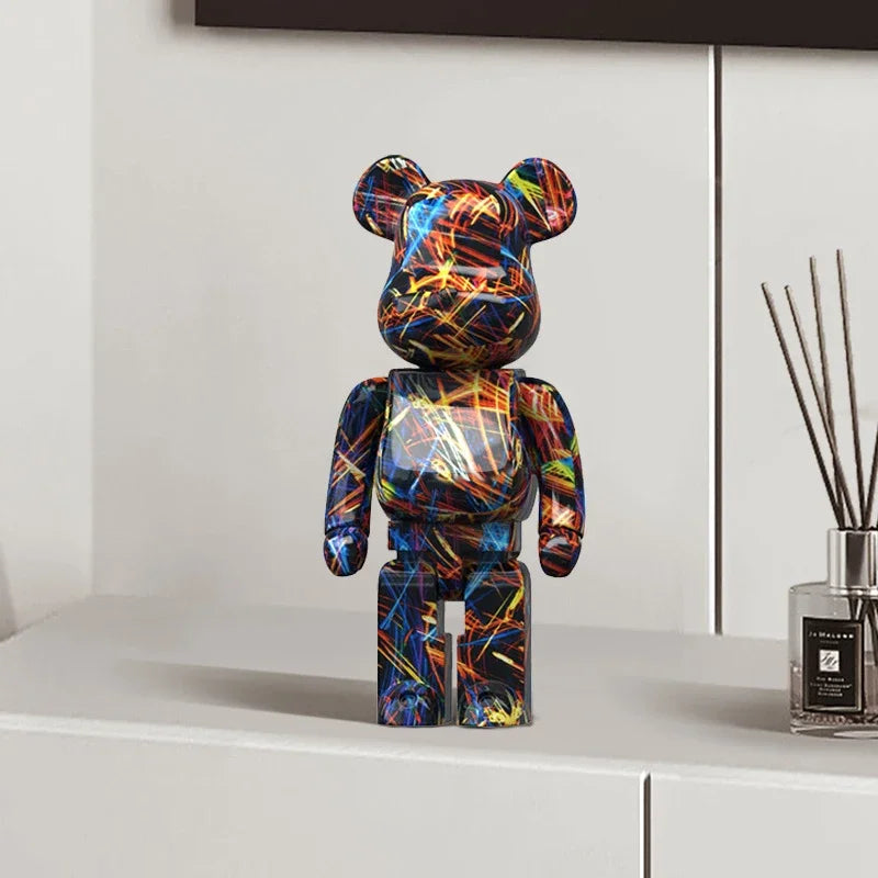 Figurine Ours Graffiti 27 cm – Décoration d'intérieur abstraite et tirelire