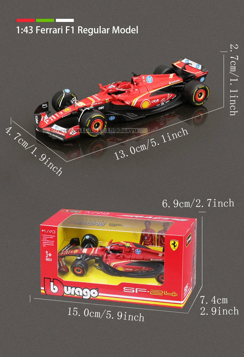 1:43 2023-2024 F1 Scuderia Ferrari SF24 SF23 Diecast-modus