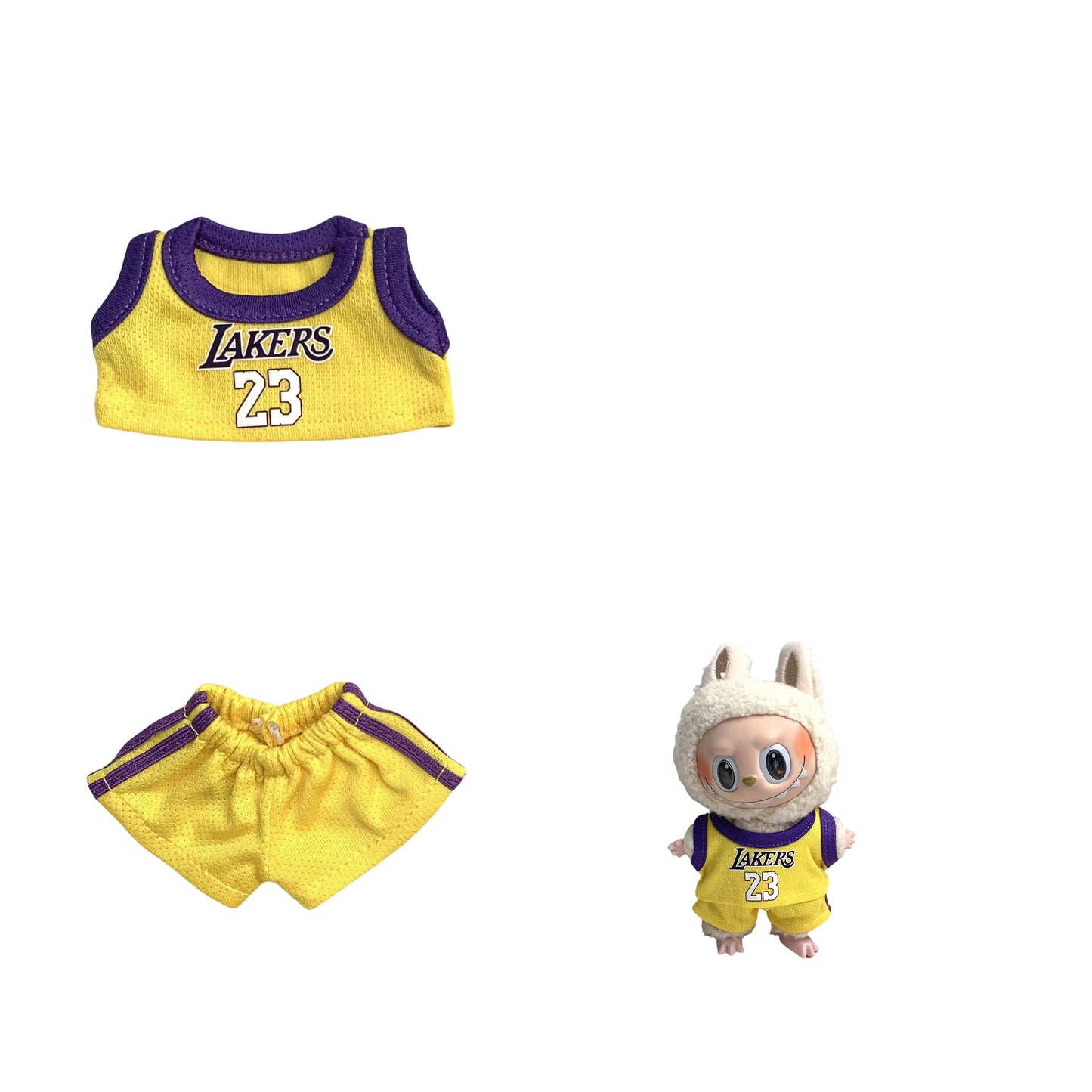 Clothes for Labubu Basketball Player Clothing Kawaii Mini Plush Doll Clothes Doll Cute Athlete Idol Doll Accessories