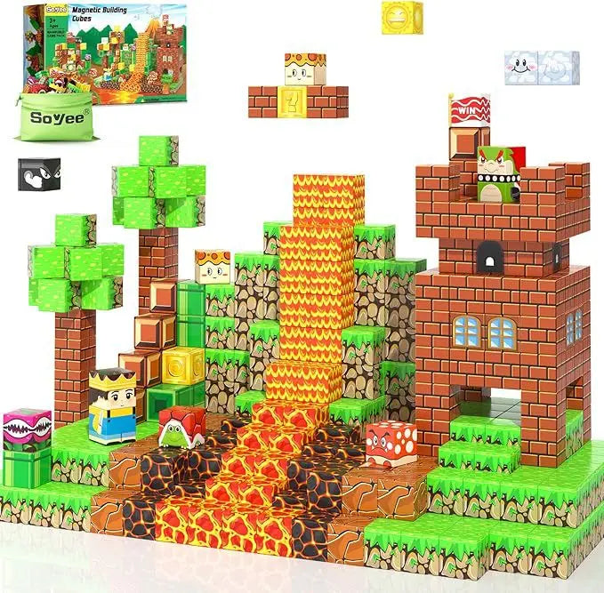 2025 NEW Magnetic Blocks Game Mine Magnet Worlds DIY Toys For Boys Girls STEM Montessori Sensory Cubes Game Toys Christmas Gifts
