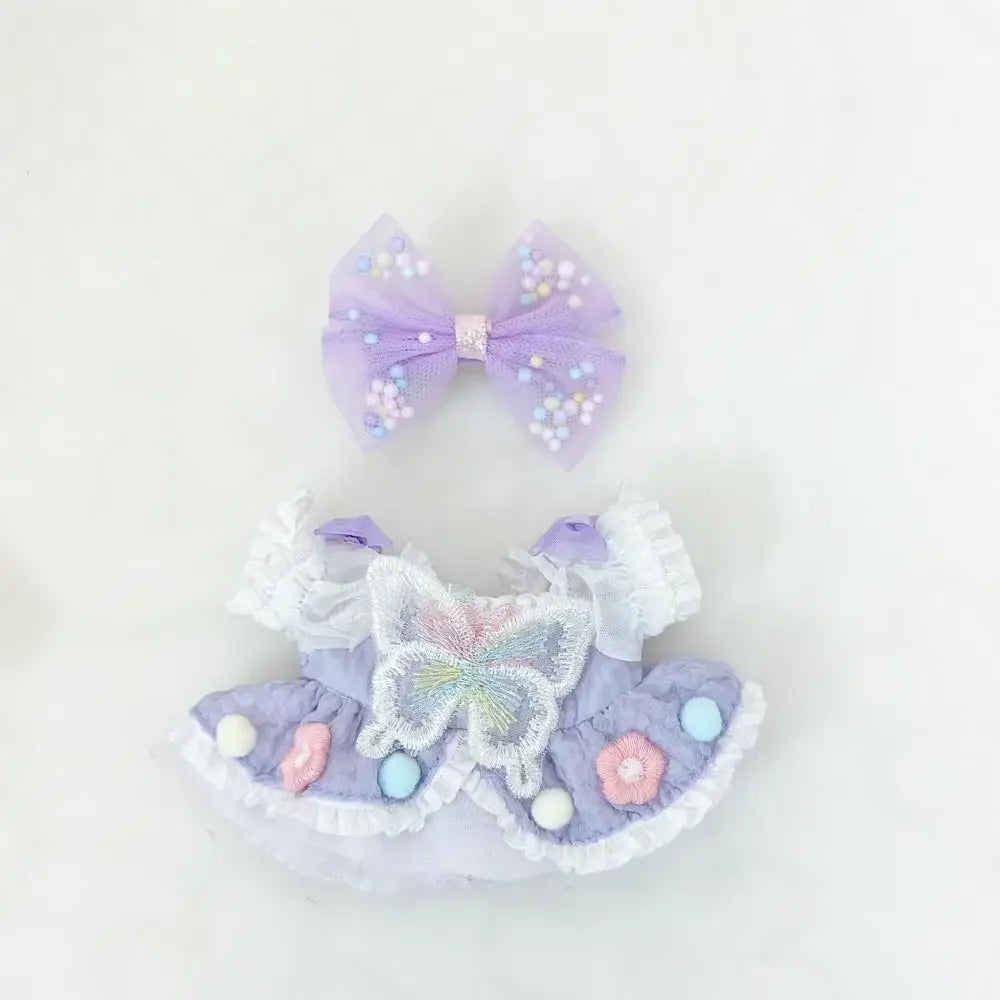 For Ropa labubu v1/v2/v3 pendant baby clothes labubu 3.0 lucky purple bow skirt Outfit Doll Accessories (No dolls)