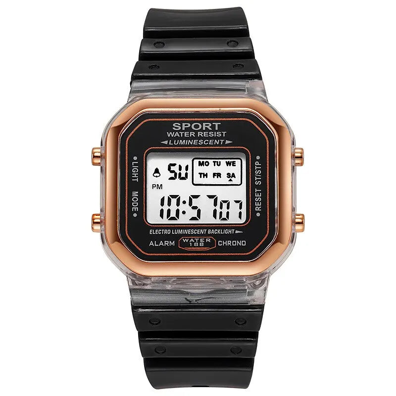 New Fashion Digital Student Transparent Electronic Watch Candy Multicolor LED Women Men Sports Waterproof Watches Clock Gift