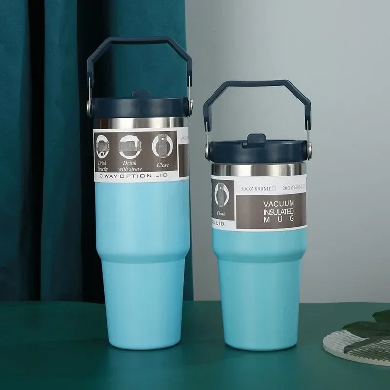 20oz/30oz Thermal Water Bottle With Straw Stainless Steel Car Coffee Mug Keeps Cold and Heat Thermal Mug Tumbler Vacuum Flasks