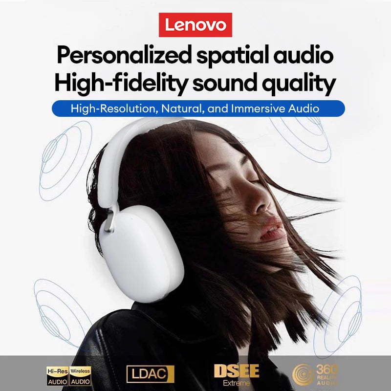 Original Lenovo TH60 Wireless Bluetooth 5.4 Headsets Over-Ear HD Call HIFI Surround Sound Headphones Low Game Latency Earphones