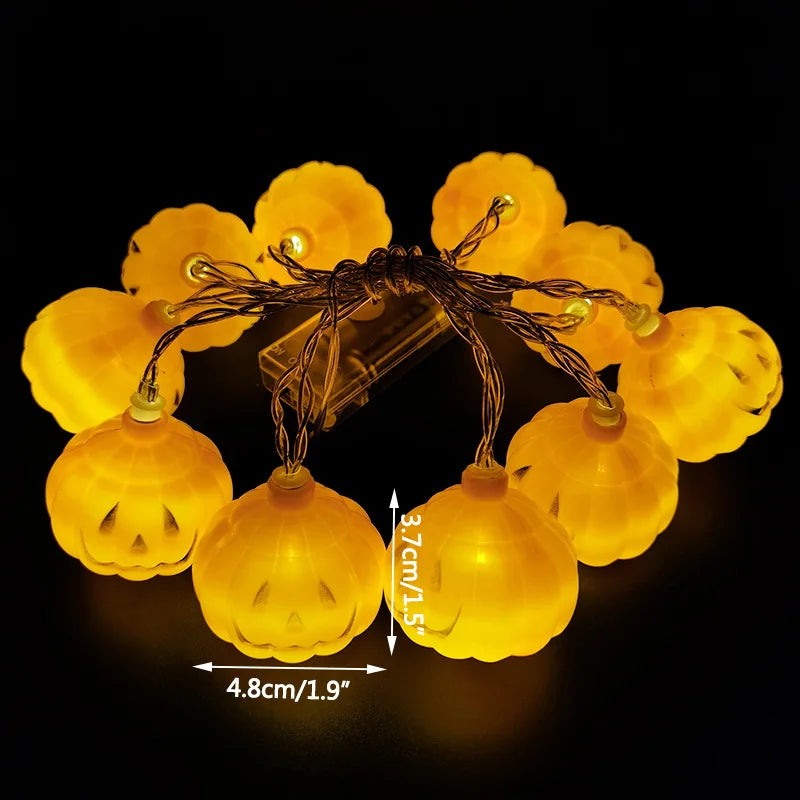 1.5M 10LED Halloween LED Light String Horror Eyeballs Pumpkin Spider Bat Skull Lamp Trick Or Treat Happy Halloween Party Decor
