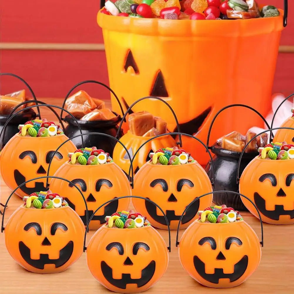 Halloween Pumpkin Bucket Portable Candy Basket Halloween Ghost Festival Bar Home Decor Sugar Filling Jar Halloween Party Gift