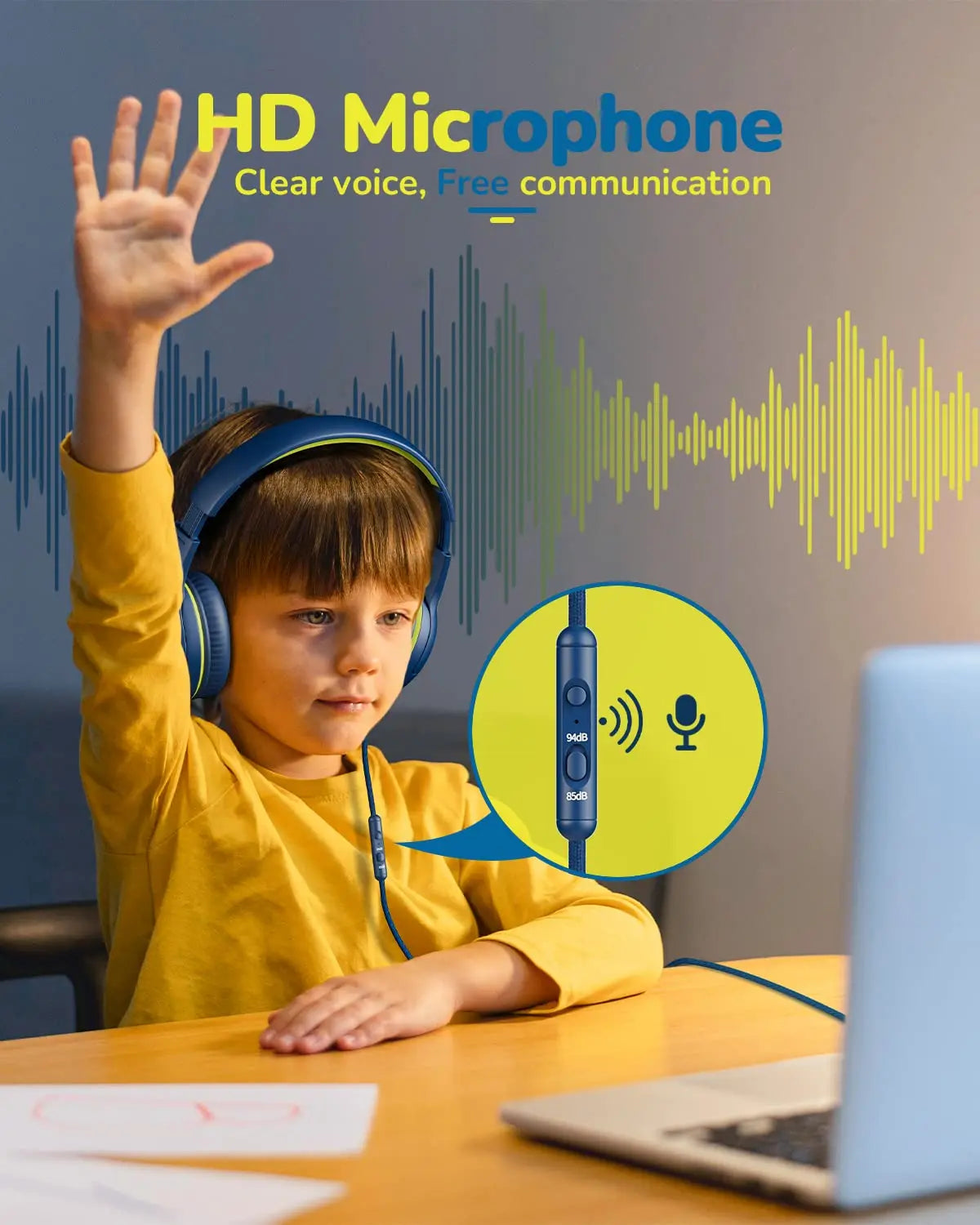 1/2/3Pcs AWATRUE AT2 Kids Headphones Wired Toddler Headsets with Mic Over-Ear Headphone Foldable on-Ear Design for PC,Laptop