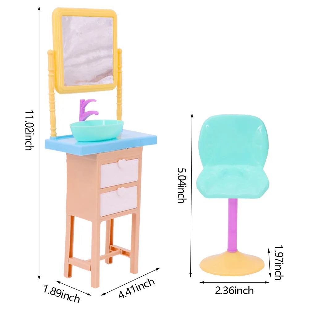 Furniture For Barbiees Doll Clothes Accessories Bed Mirror 1/6 Dollhouse Decoration Bjd Doll Accessories,Food Helmet for Barbies