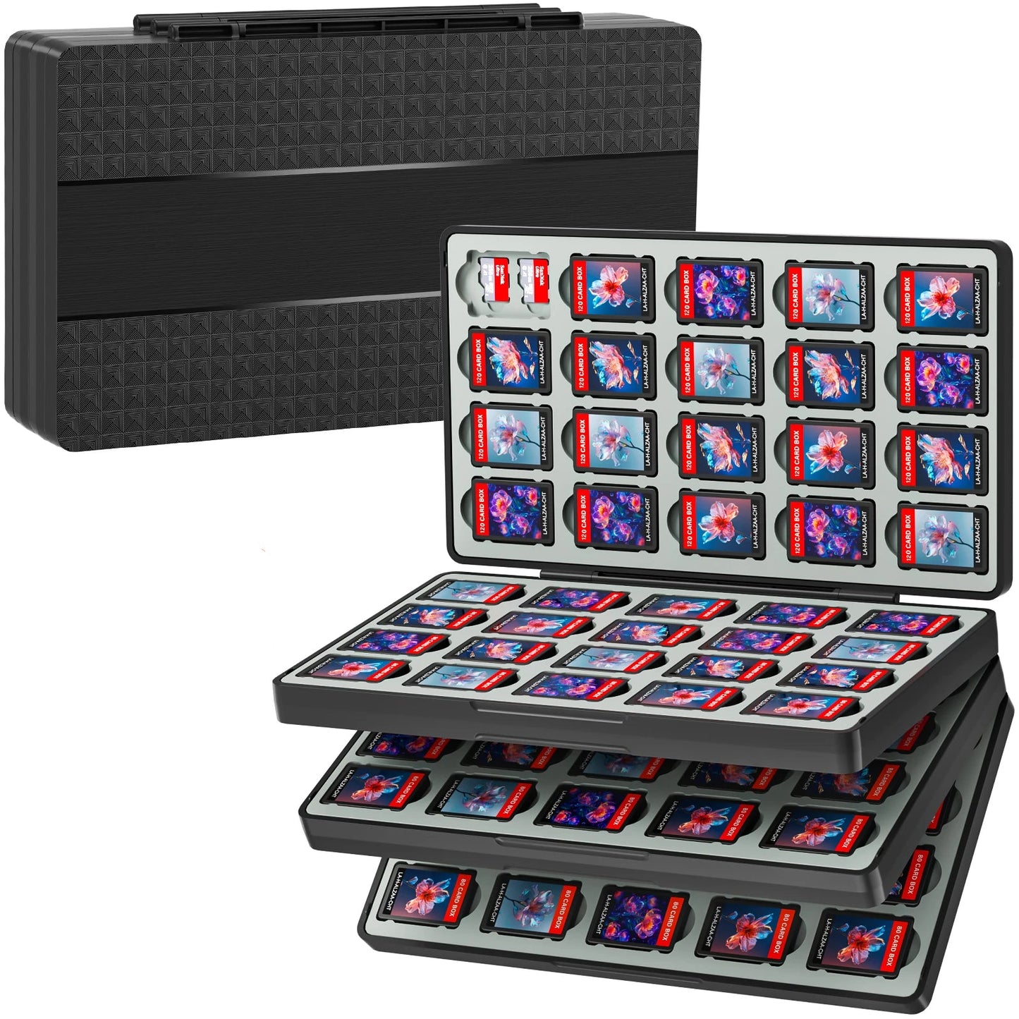 Game Card Case for Switch 2 & Switch OLED & Lite, Memory Storage Holder with 120 Game Card Slots and 240MicroSD Cards S