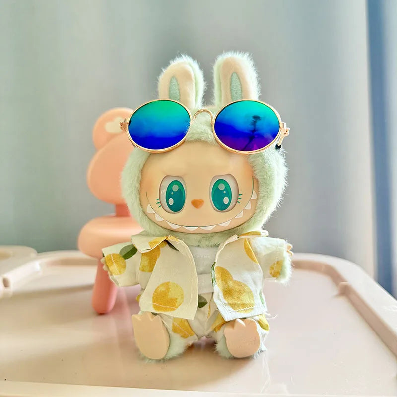 1 Set Hawaii Original Luxury Clothes for Labubu V1 V2 Cute Shark Duck Shoes Shirt Pants Glasses Beach Clothes Suit for Labubu