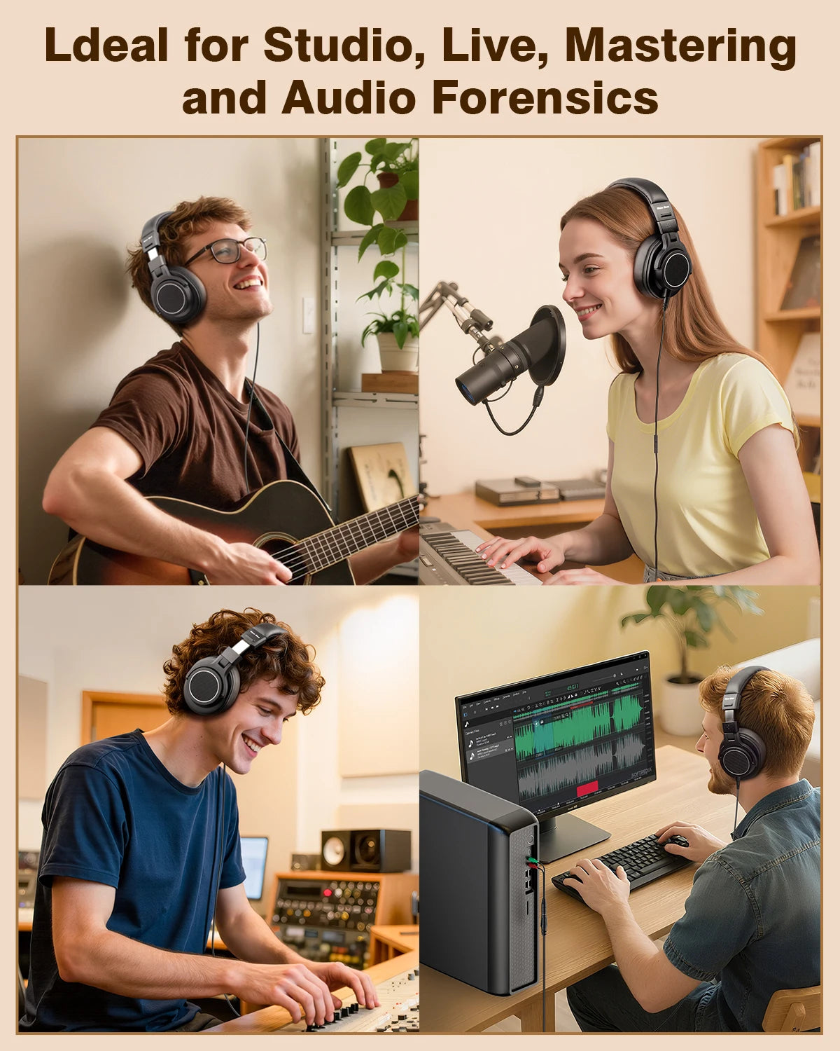 New Bee Wired Professional Studio Pro 50 DJ Headphones With Microphone Over Ear Hi-Res Studio Monitor Music Headset Earphone