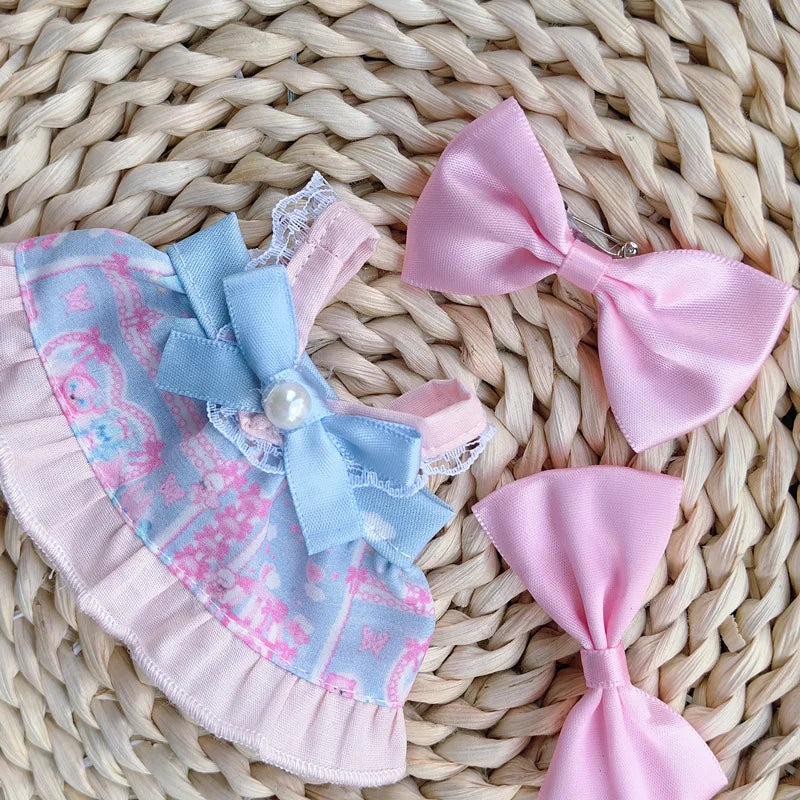For 15/17cm Labubu Plush Doll's Bow Dress Clothes Outfit Doll Accessories