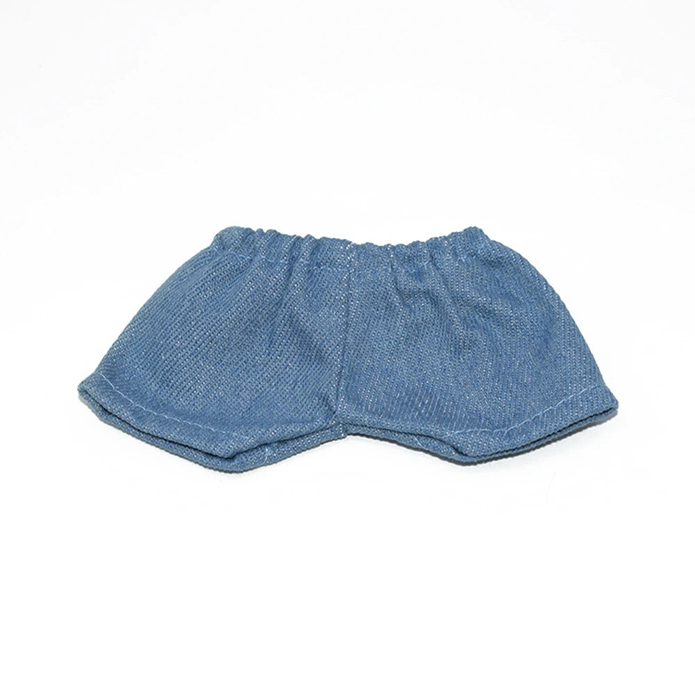 Doll'S Clothes Outfit Accessories For 15-17cm Labubu and 10cm cotton doll Solid color stripes T-shirt top short pants Clothing