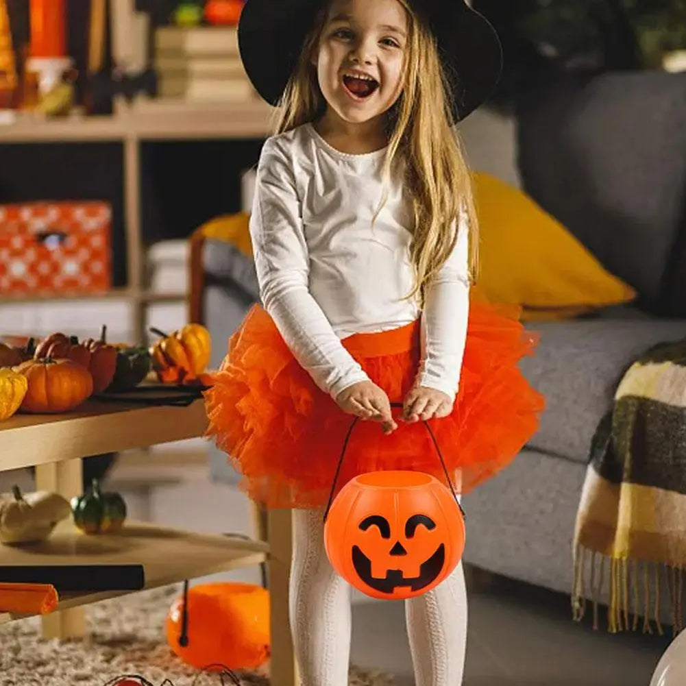Halloween Pumpkin Bucket Portable Candy Basket Halloween Ghost Festival Bar Home Decor Sugar Filling Jar Halloween Party Gift
