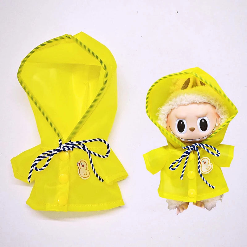 15-17cm Labubu Doll Clothes Dolls Raincoats Waterproof Rain Boots Shoes Set Clothing for Labubu Outfit Match Accessories Toys