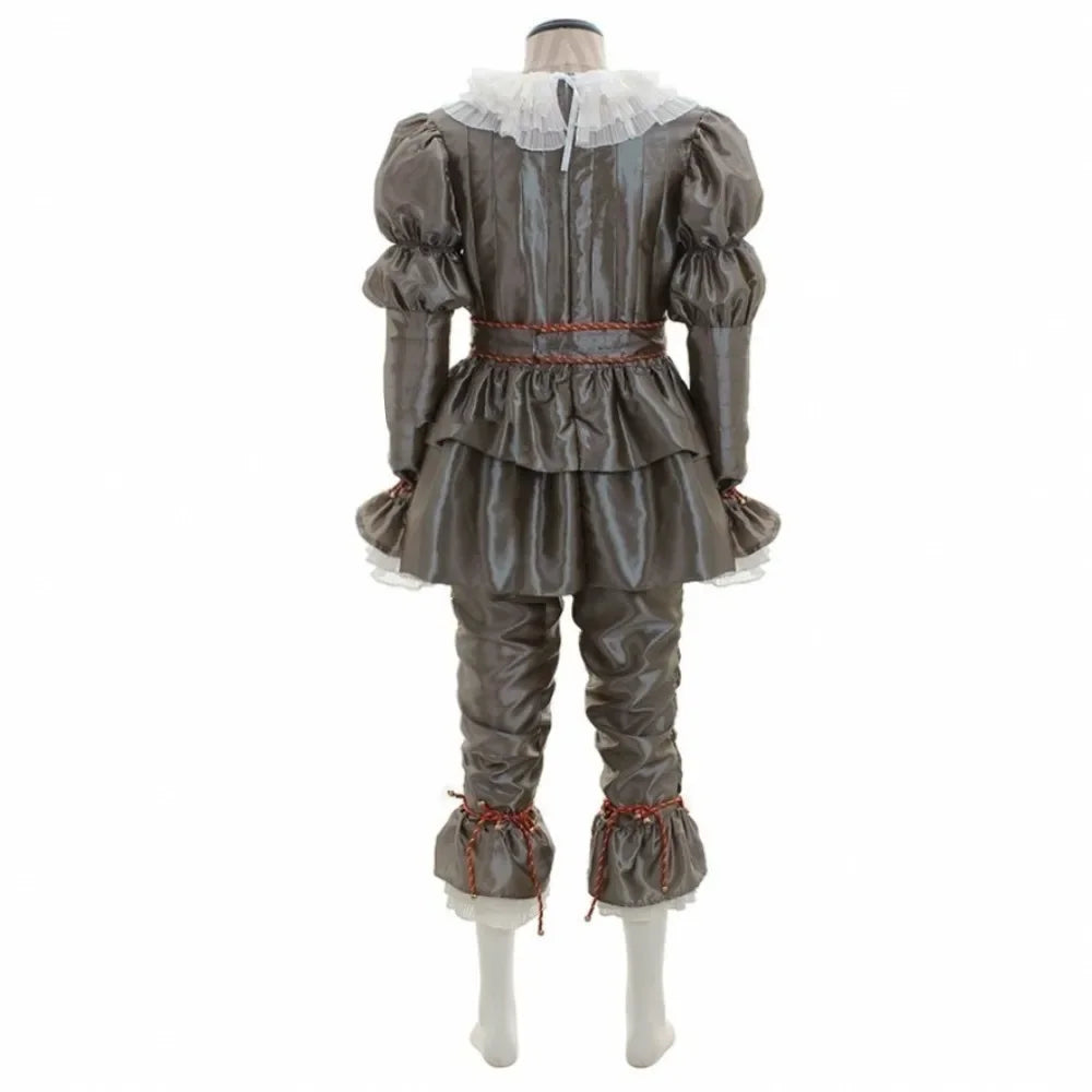 New Halloween Adult Men Pennywise Clown Cosplay Costume Carnival Party Boys Girls Stage Performance Villain Vintage Clothing Set