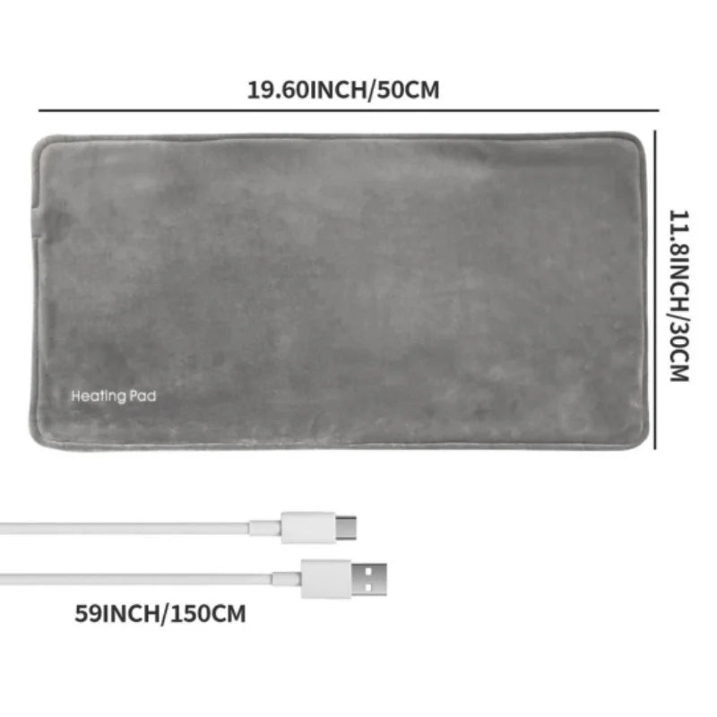 2025 USB 5V Electric Heating Pad for Cramps & Back Pain Relief Heat Pad with 59 INCH Cable Mini Heated Blanket 19.6*11.8 INCH