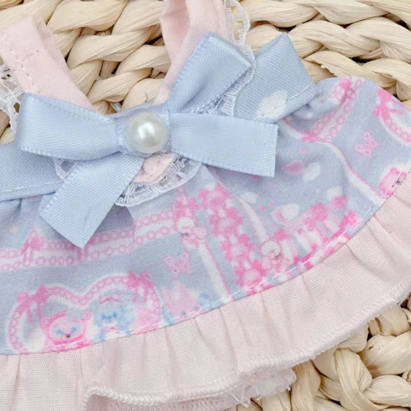 For 15/17cm Labubu Plush Doll's Bow Dress Clothes Outfit Doll Accessories