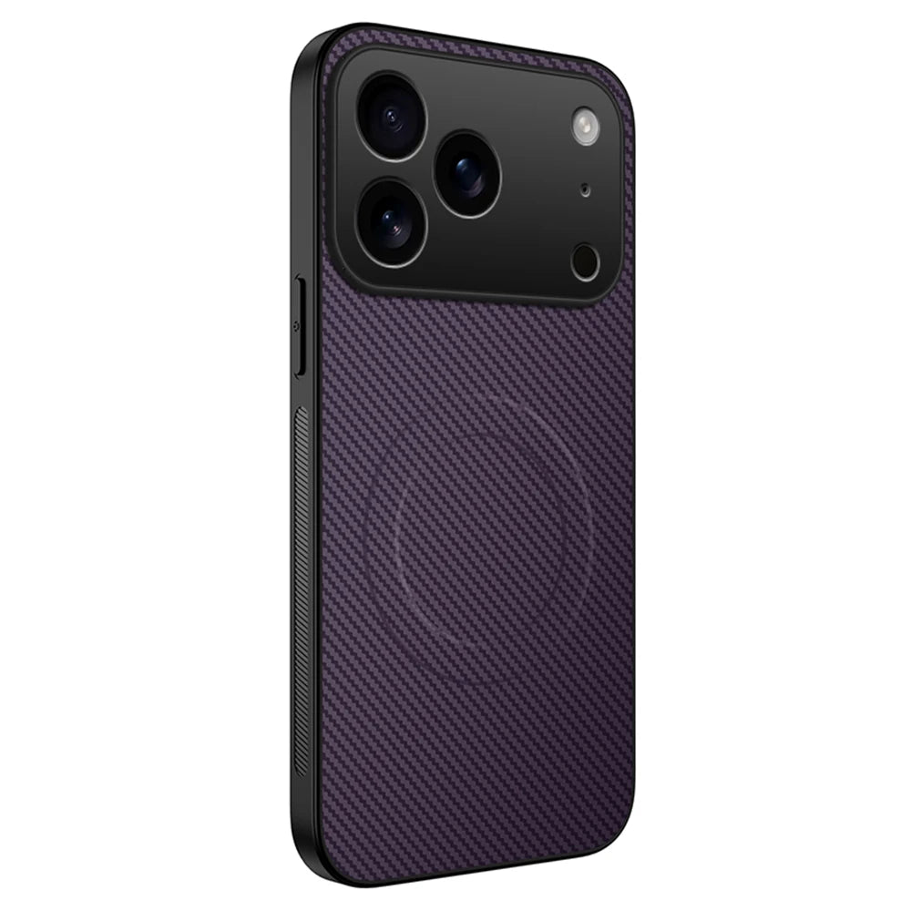Ultra Thin Carbon Fbier Magnetic Leather Case for iPhone 17 Air 16E 16 15 14 13 Pro Max for Magsafe Shockproof Military Cover