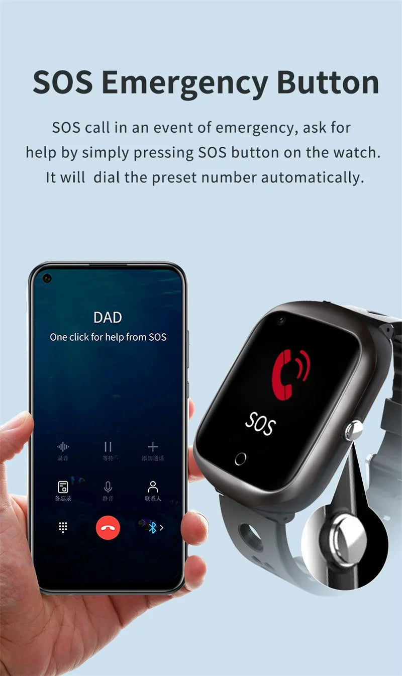 4G Elderly Smart Watch GPS Tracker Video Call SOS Heart Rate Monitoring IOS Android GPS+WIFI+LBS Positioning Smart Clock FA66S