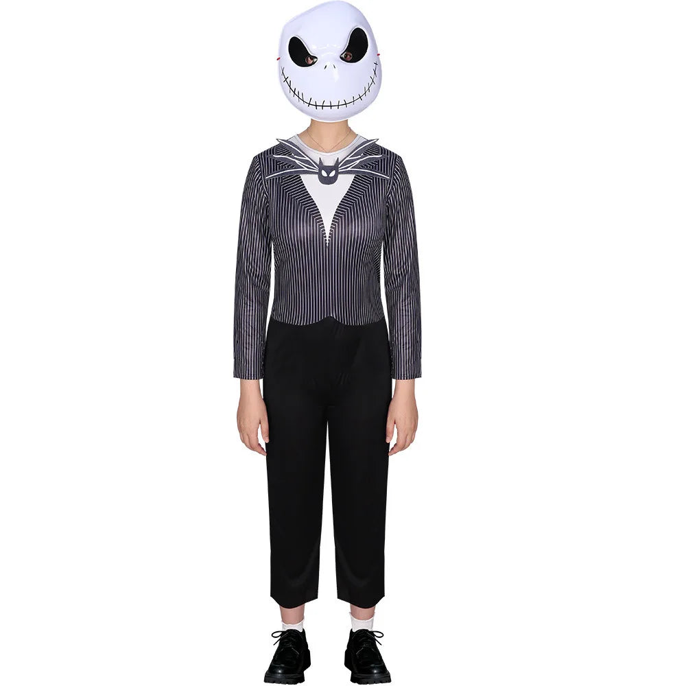 Anime Jack Skellington Costume Boys The Nightmare Before Jack Skellington Cosplay Bodysuit Suit Halloween Clothes