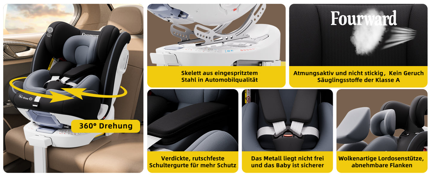 AP03 KL005 Child Seat Baby Car Seat 360° Rotatable ISOFIX ECE,0-12 years /9-36 kg/5-point belt/40-150cm