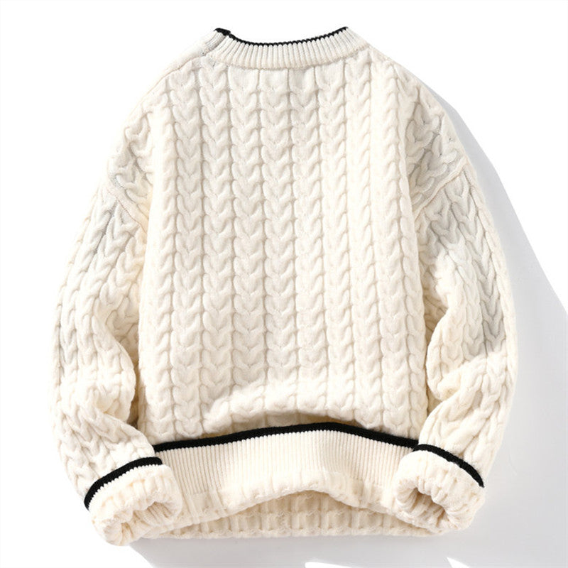 Autumn Winter Men's Warm Knit Pullovers Fashion O-Neck Patchwork Casual Knitted Sweater Men Youthful Vitality Sweaters
