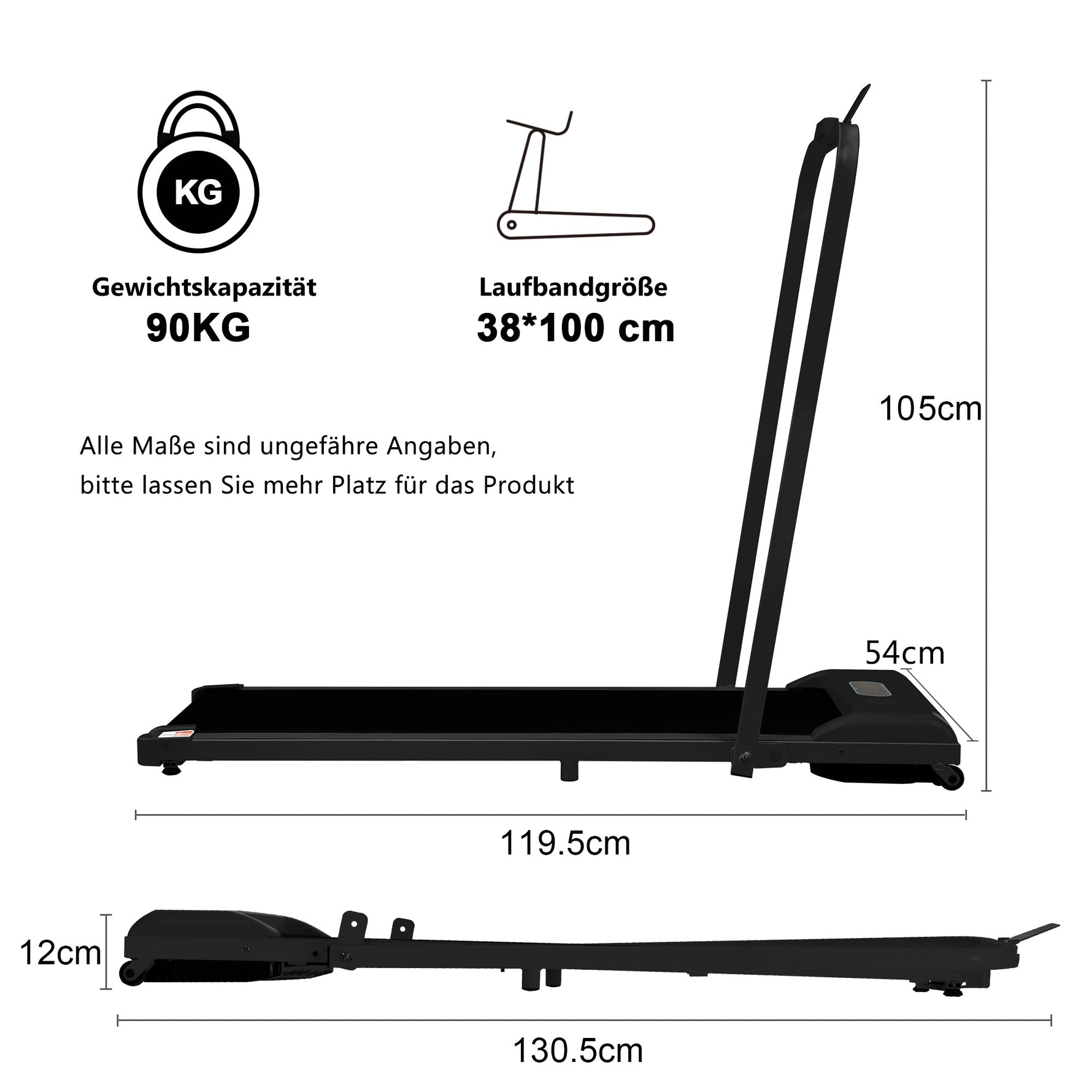 2In1 Treadmill For Home With Remote Control 1-6 Km/h Speed With LED Display & Bluetooth Speaker Phone Holder For Home, Office