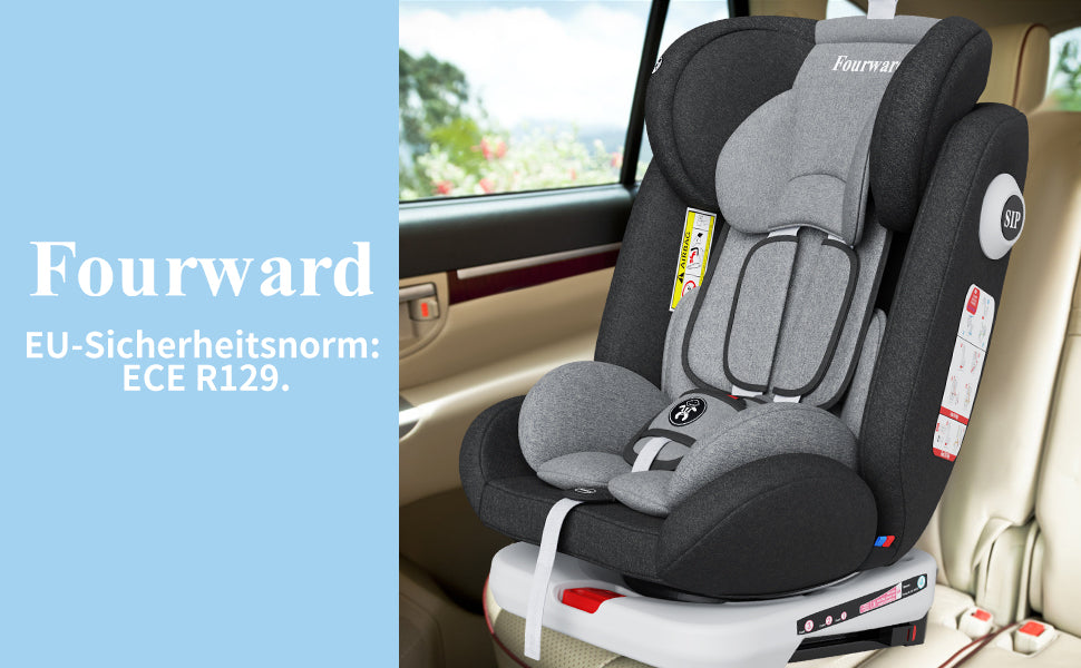 AP02 KL005 Child Baby Car Seat 360° Rotatable ECE ISOFIX, Rest Position 5-Point Harness 9-36KG Group 0+1/2/3 9-36 kg/0-12 Years
