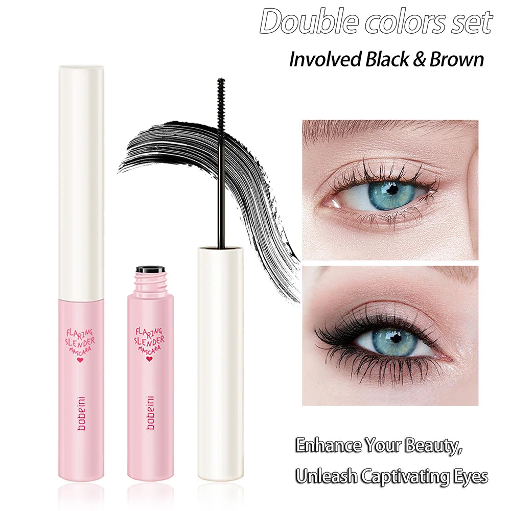 Silk Fiber Curling Mascara, Ultra-Fine Brush, Lengthening & Volumizing, Waterproof, Smudge-Proof, Long-Lasting, Unisex, Eye Safe