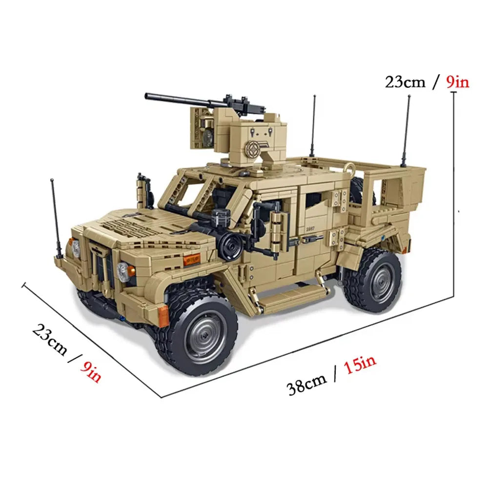 WWW2 US Military Series M983 Missile vehicle M10170 Tank Transport Vehicle JLTV Armored Vehicle Difficult Building Blocks Toys