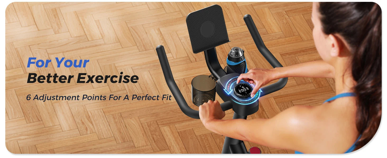 MERACH Exercise Bike Brake Pad Stationary Bike Low Noise Indoor Cycling Bike 270lbs Weight Capacity Tablet Mount Fitness Courses